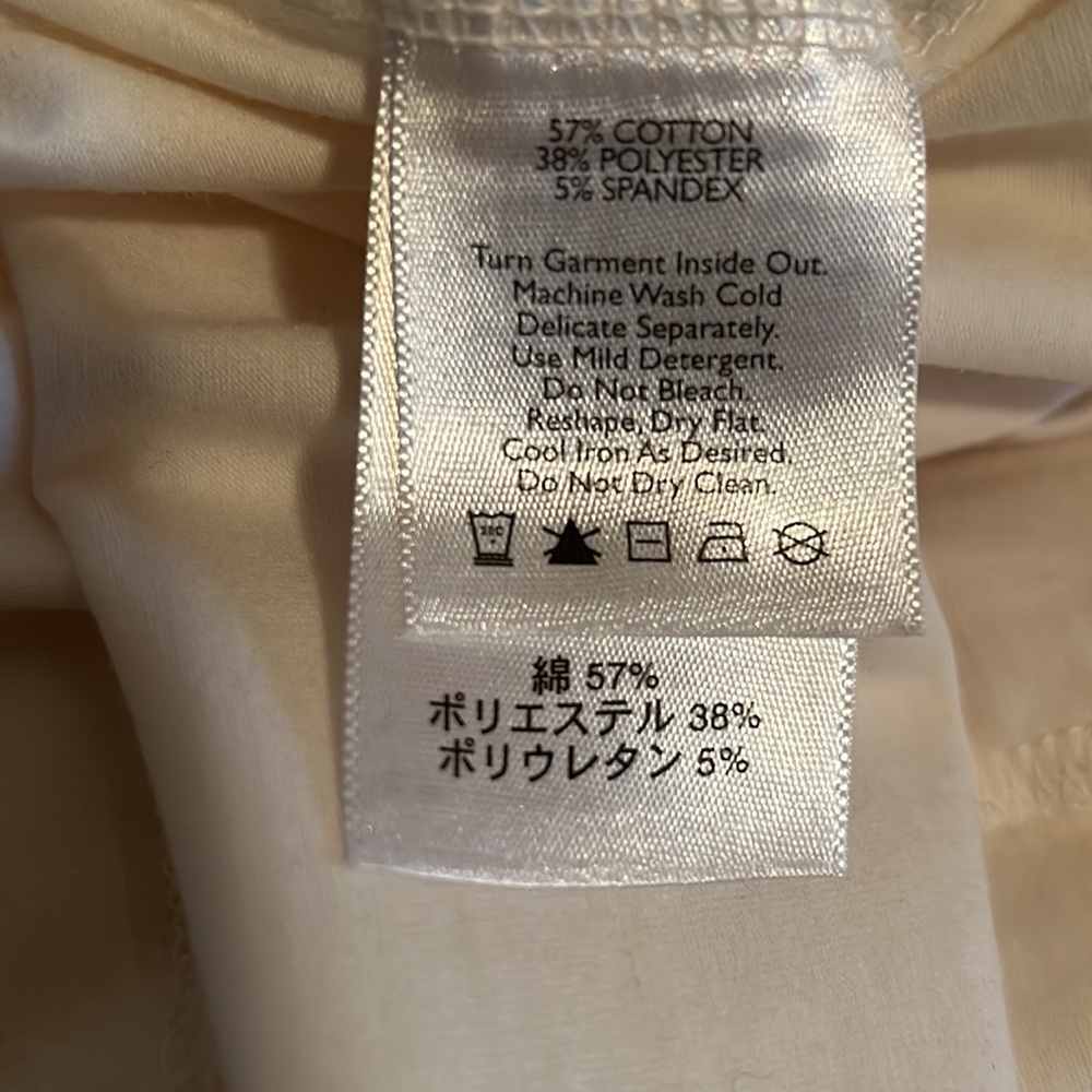 Eddie Bauer V-neck ruffle 3/4 sleeve top cream / winter white. - Picture 8 of 8